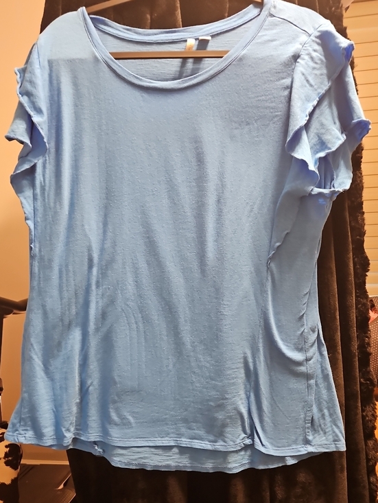 Cato Tops - Light Blue Ruffle Sleeve Women's Top